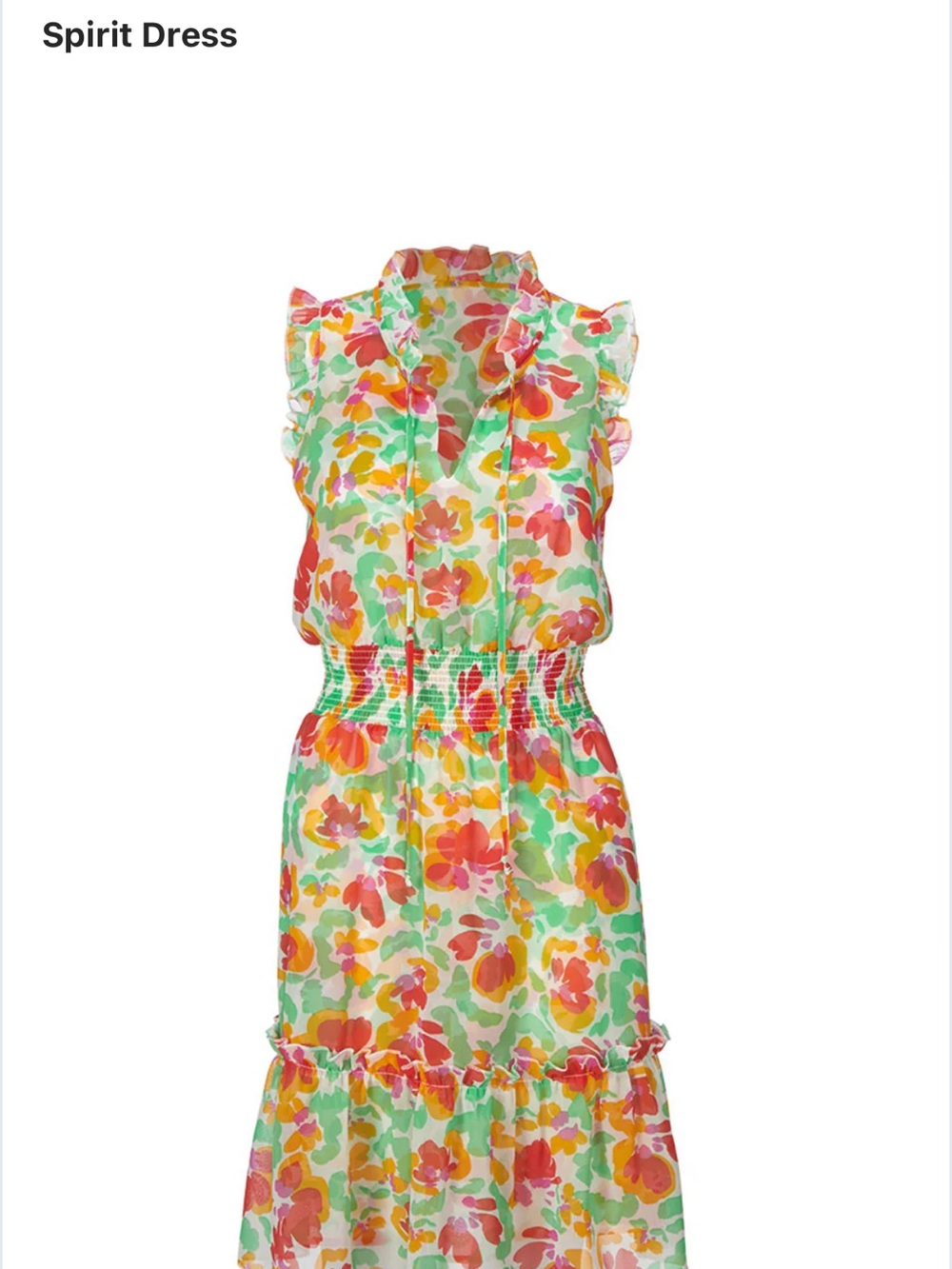 CAbi Spirit Dress in Green, Pink, Orange, Yellow Floral